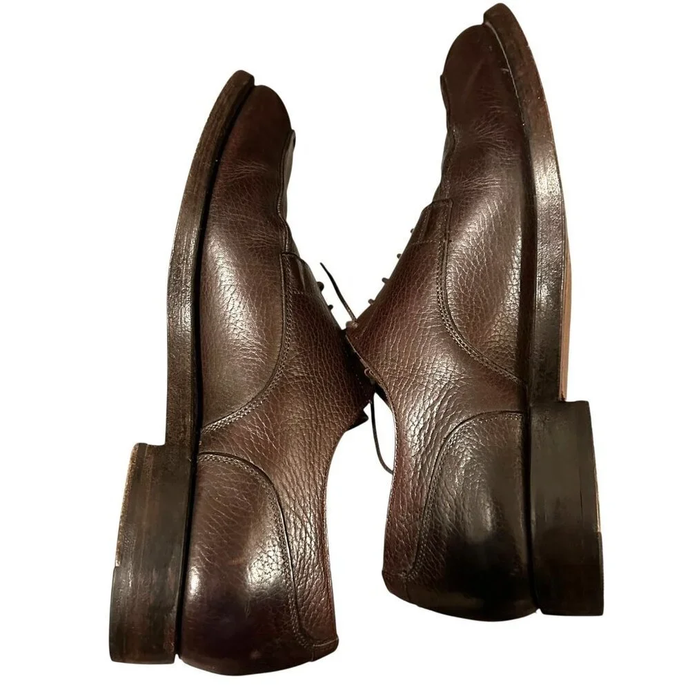 Brooks Brothers Peal & Co Brown Grain Alogonquin Leather Oxford Shoes Size 8.5 D